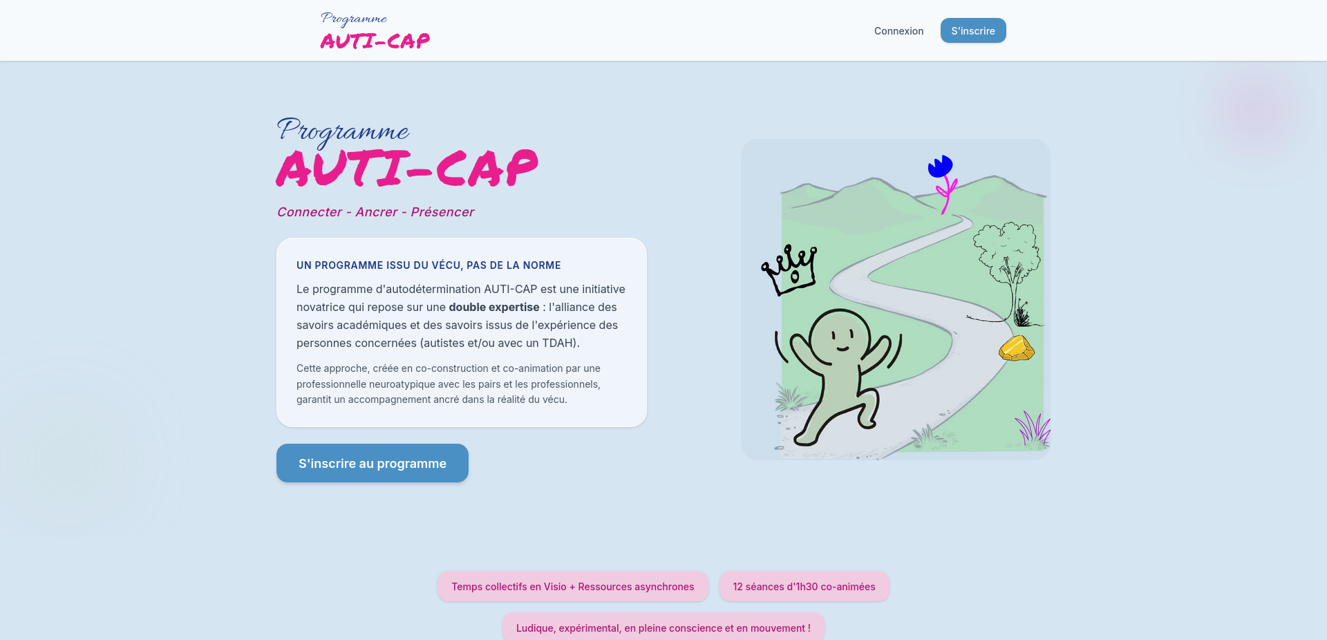 AutiCap : page d'accueil du programme