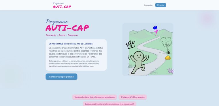 AutiCap : page d'accueil du programme - Connecter, Ancrer, Présencer